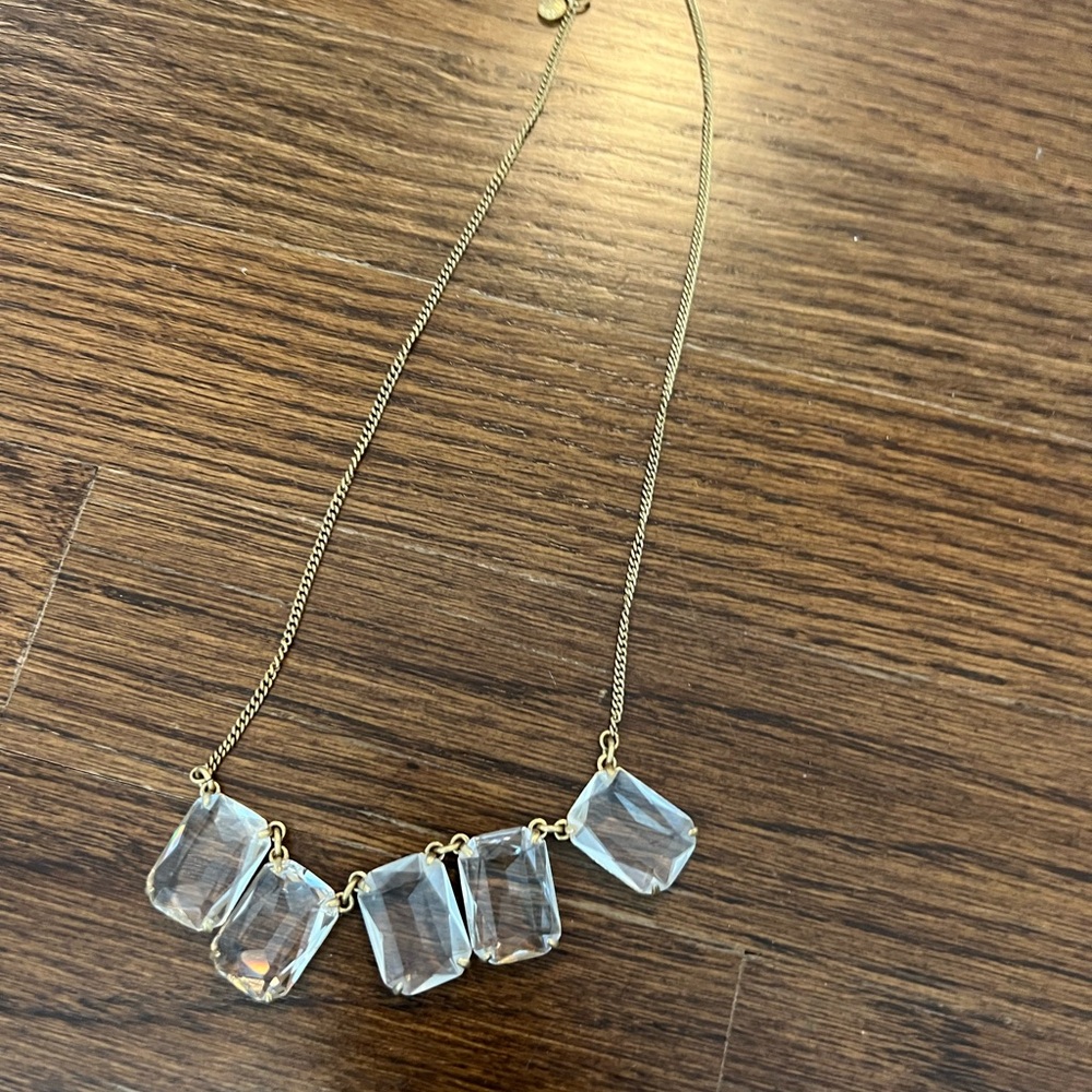 J Crew Gold and Clear Statement Necklace